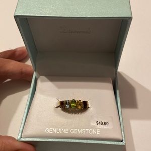 Multiple real gemstone ring size 7 gold plate